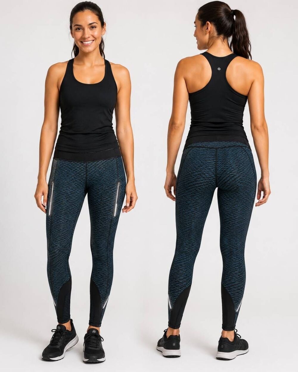 Lululemon Speed Tight V Reflective Frozen Fizz Black Women’s Size 8 Running Legg